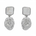 Silver drop earrings with pearl & mini pearls
