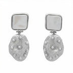 Silver drop earrings with pearl & mini pearls
